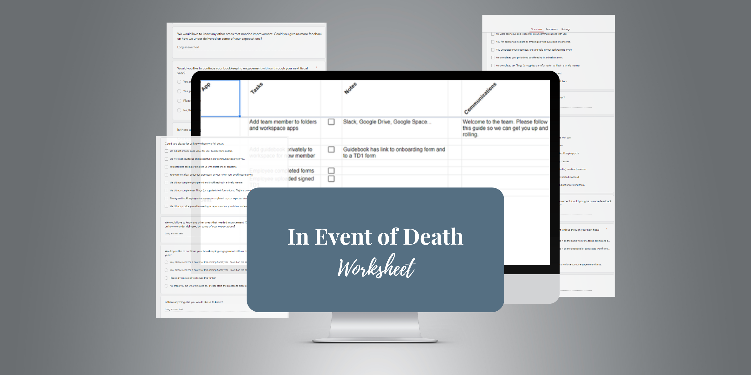 Steps and Details In Event of Death Worksheet